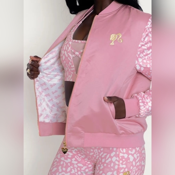 Blackmilk | Barbie Shiny Bomber Jacket | Pink, Gold - Picture 1 of 3